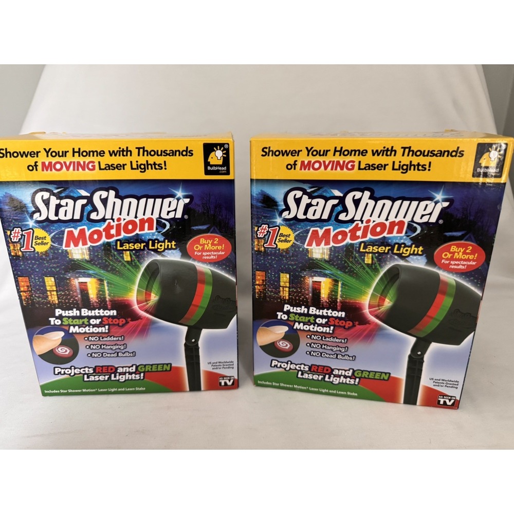 Star Shower Motion Laser Lights Projector Red And Green Lights Christmas 2 Pack